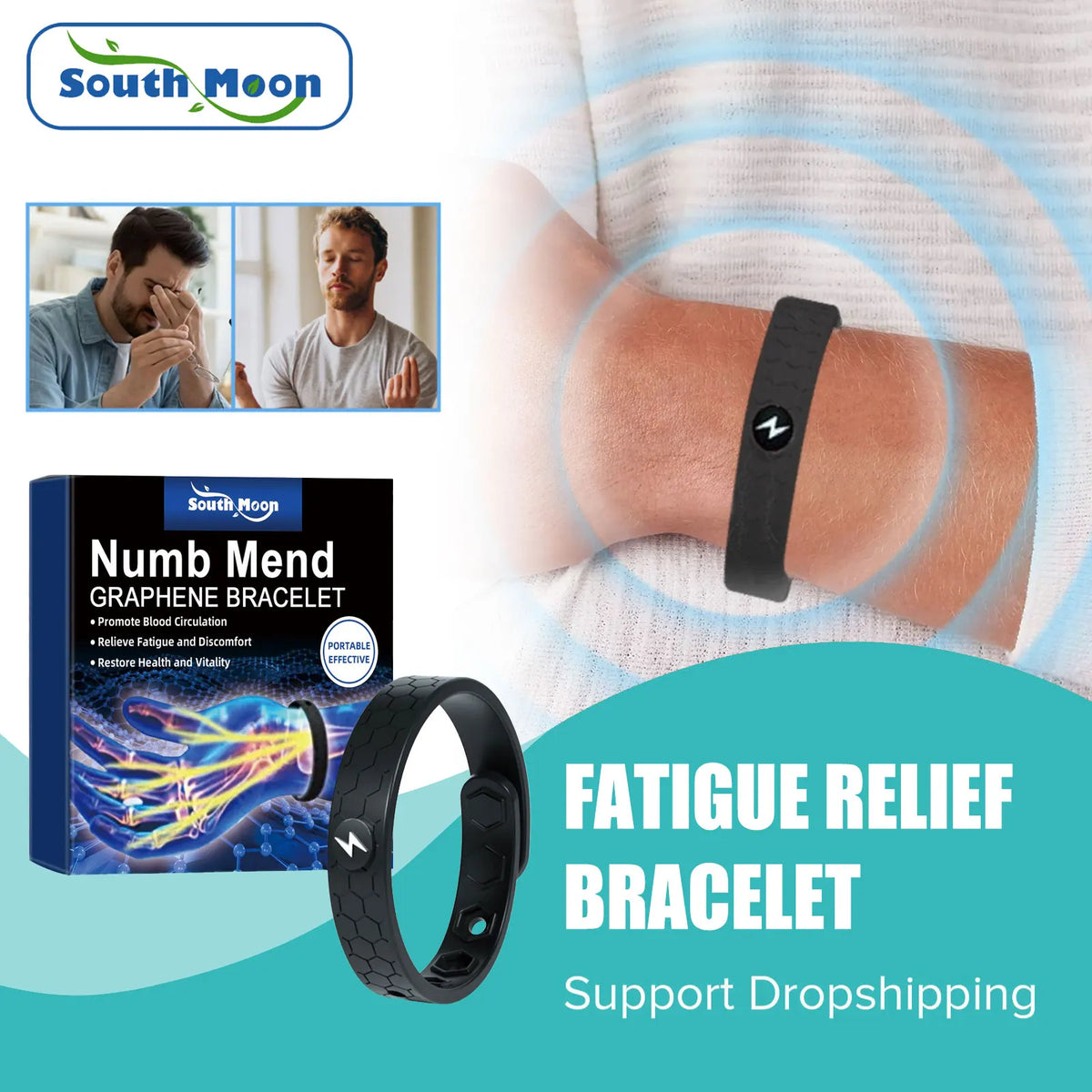 Bracelet de bien-être South Moon, soutien du poignet ajustable pour le confort quotidien