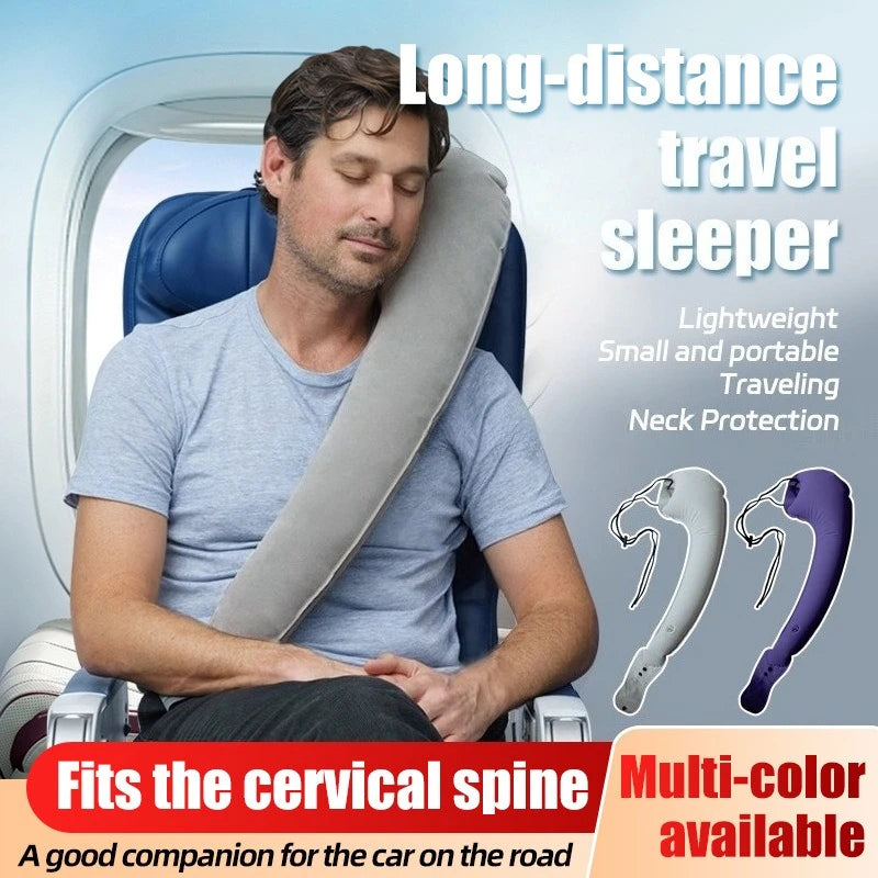 Oreiller de voyage gonflable au support ergonomique pour le cou en déplacement