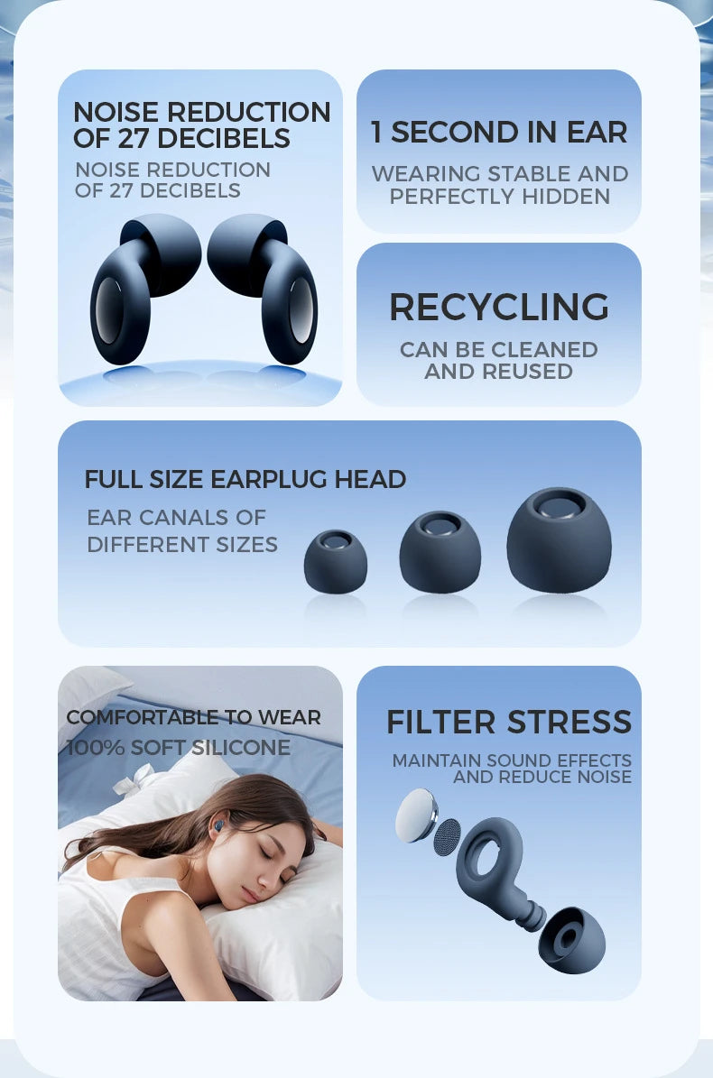 Bouchons d’Oreilles Somniora  Ultra‑Silencieux Super Doux  Réutilisables pour un Sommeil Profond