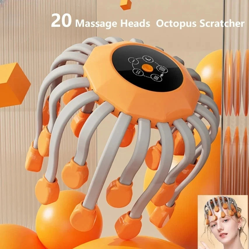Solution Relaxante Anti-Stress Masseur de Cuir Chevelu 20 Têtes Vibrantes avec Lumière Rouge