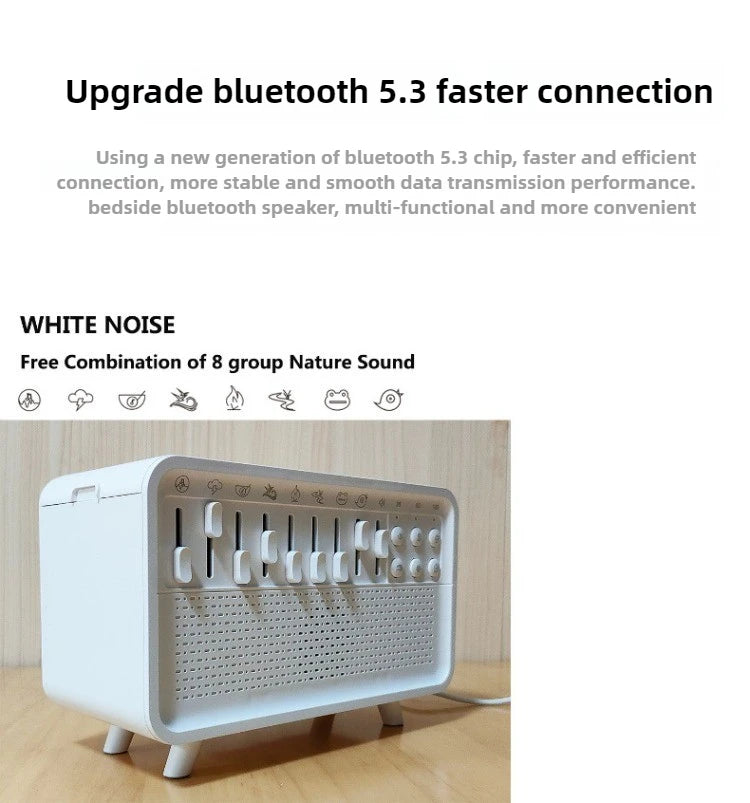 Machine à Bruit Blanc 5en1  Bluetooth Diffuseur d’Arômes Humidificateur Veilleuse Somniora